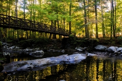 Bridge over river at sunset